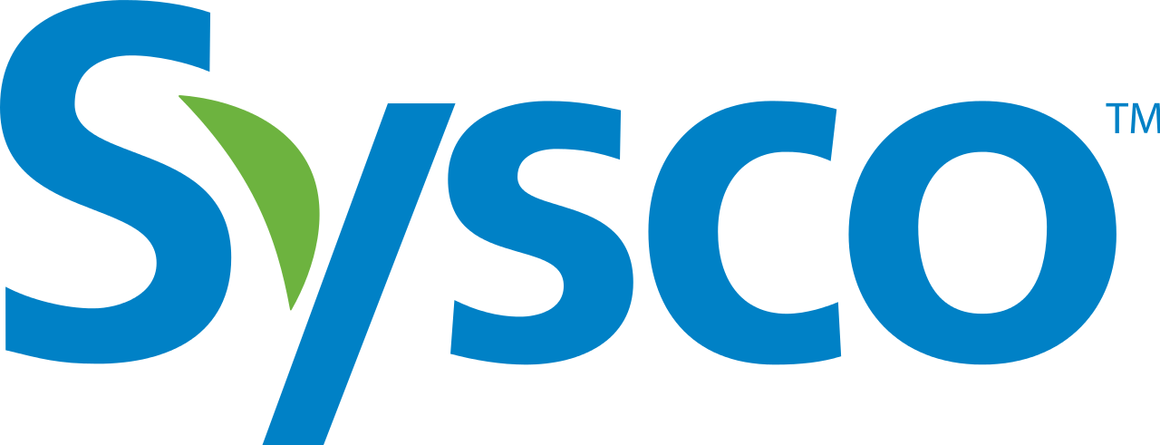 Sysco logo in blue and green text on a white background