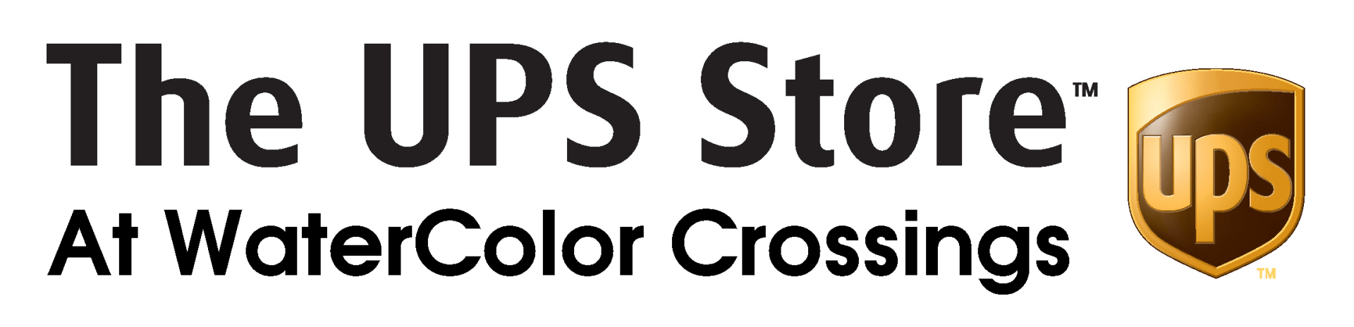 The UPS Store logo with “At WaterColor Crossings” and the UPS shield icon