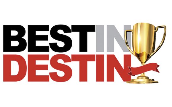 “Best in Destination” text with a gold trophy and red ribbon logo