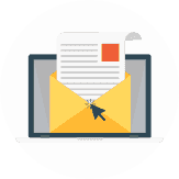 Laptop with open yellow envelope and letter on screen, representing email or messaging.