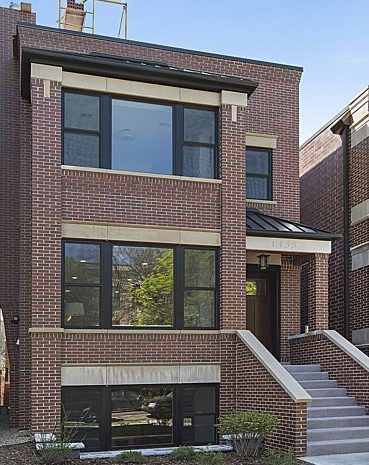 Three-story, brick building