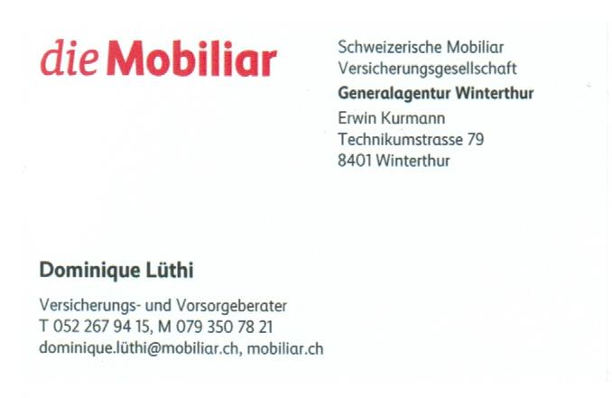 Die Kontaktangaben eines Beraters der Schweizerischen Versicherungsgesellschaft Mobiliar