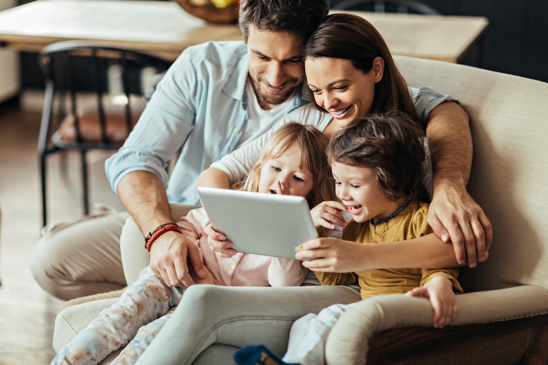 family on an ipad