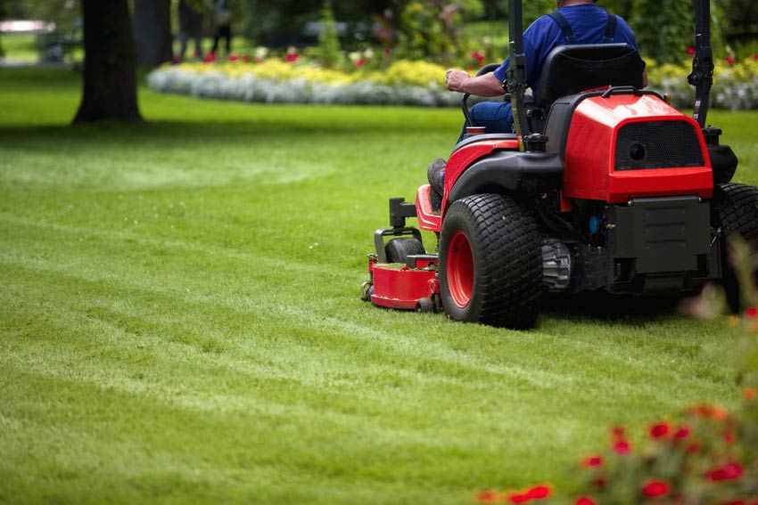 A lawn being mowed