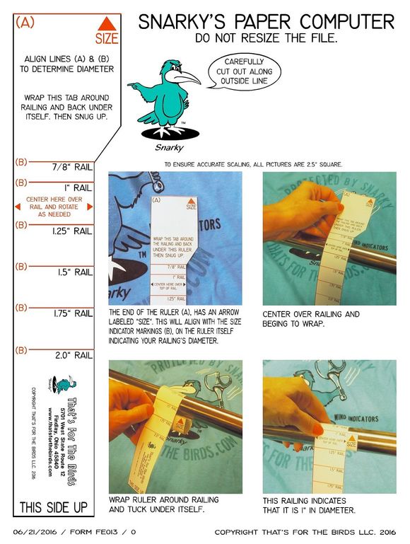 Template for measuring boat rail size