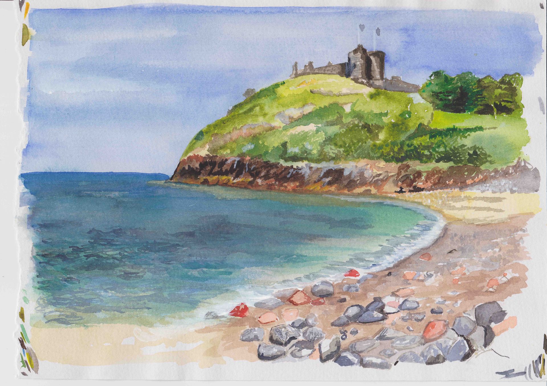 cricieth Castle watercolour