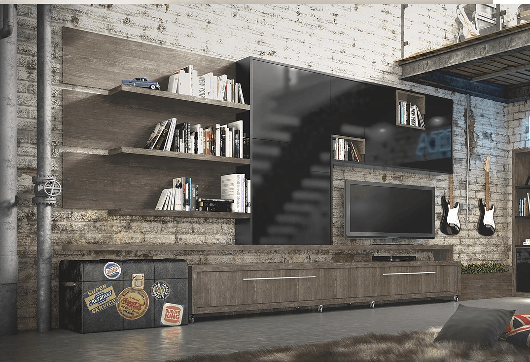 rack com painel de tv amadeirado