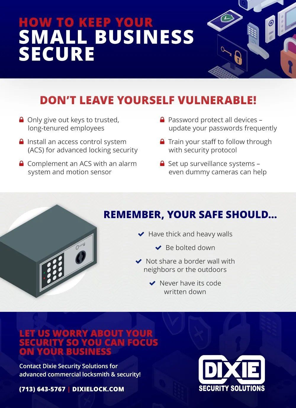 Keep Your Small Business Secure — Houston, TX — Dixie Safe & Lock Service Inc. Keep Your Small Business Secure — Houston, TX — Dixie Safe & Lock Service Inc.