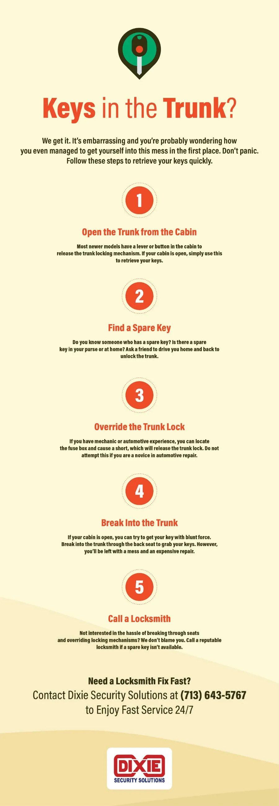 Keys in the Trunk — Houston, TX — Dixie Safe & Lock Service Inc. Keys in the Trunk — Houston, TX — Dixie Safe & Lock Service Inc.