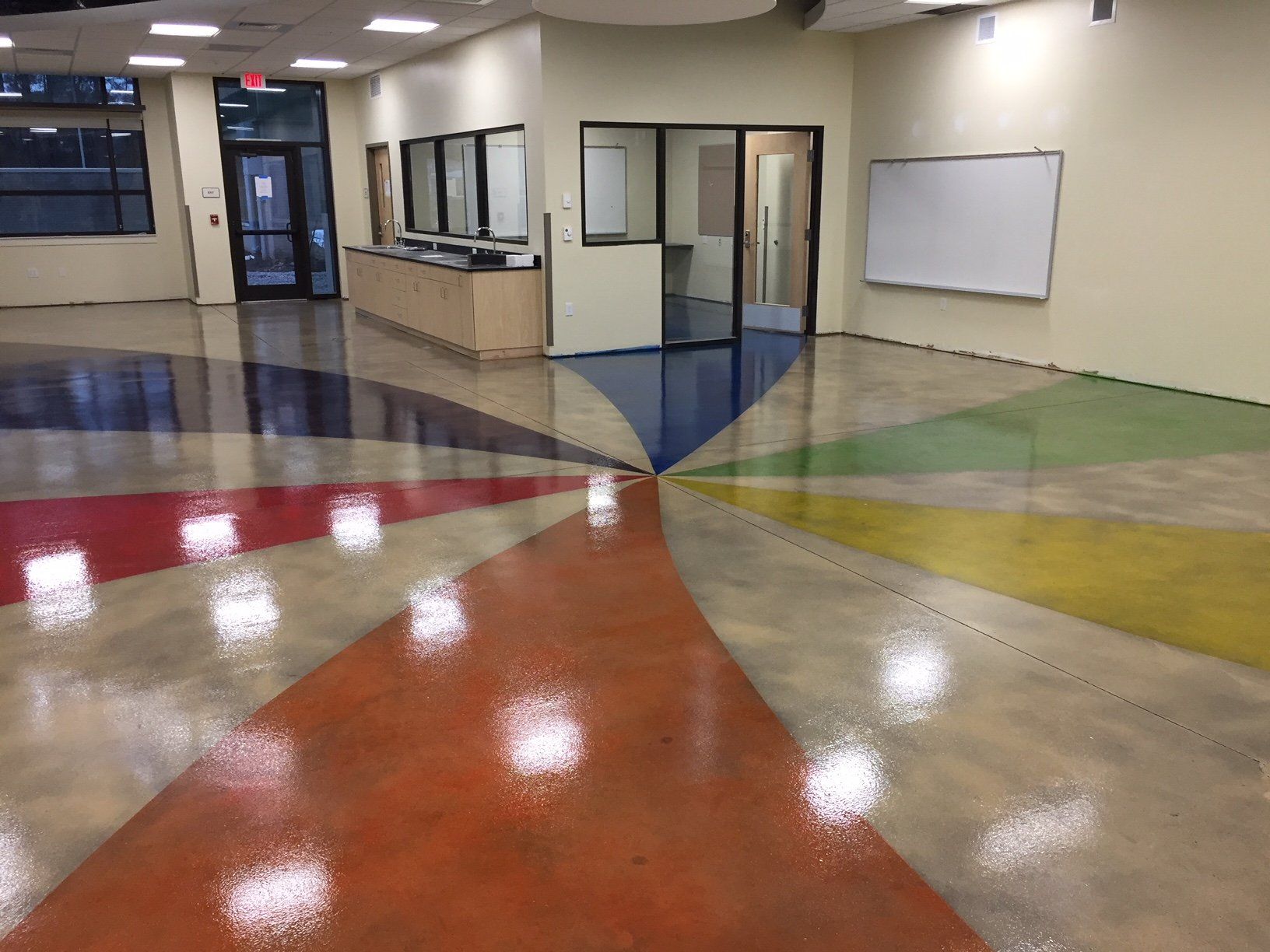 Camp lejeune, MCAS, Jacksonville NC, Art Room, Epoxy, Stained Concrete, Decorative Concrete, FloorChem
