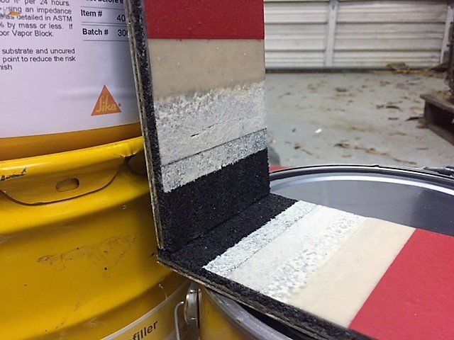 sika, comfort floor, resinous flooring, epoxy floor sample, urethane top coat, flexible membrane