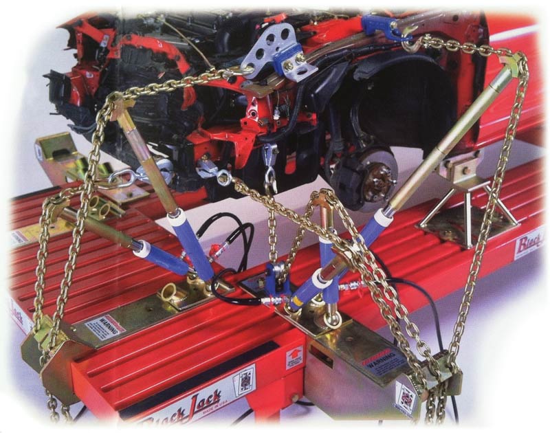 Blackjack's Vector Pulling frame machine allows up to 5 pulls at once, anywhere. No bulky towers to push around and get in your way.  Simply put, our auto body frame machine is Easy to use, Powerful and Fast.