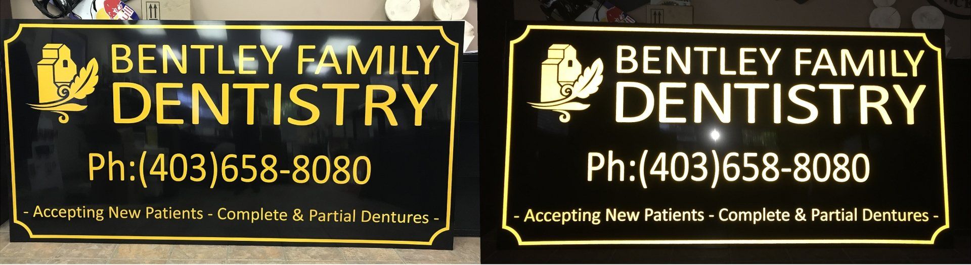 two company and family dentistry signs