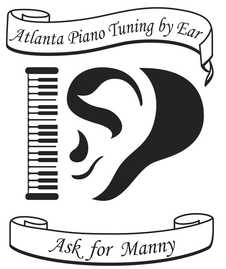 A black and white drawing of an ear next to a piano keyboard. 