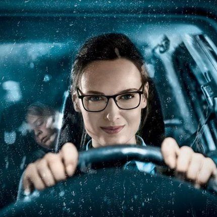 lady driving a car