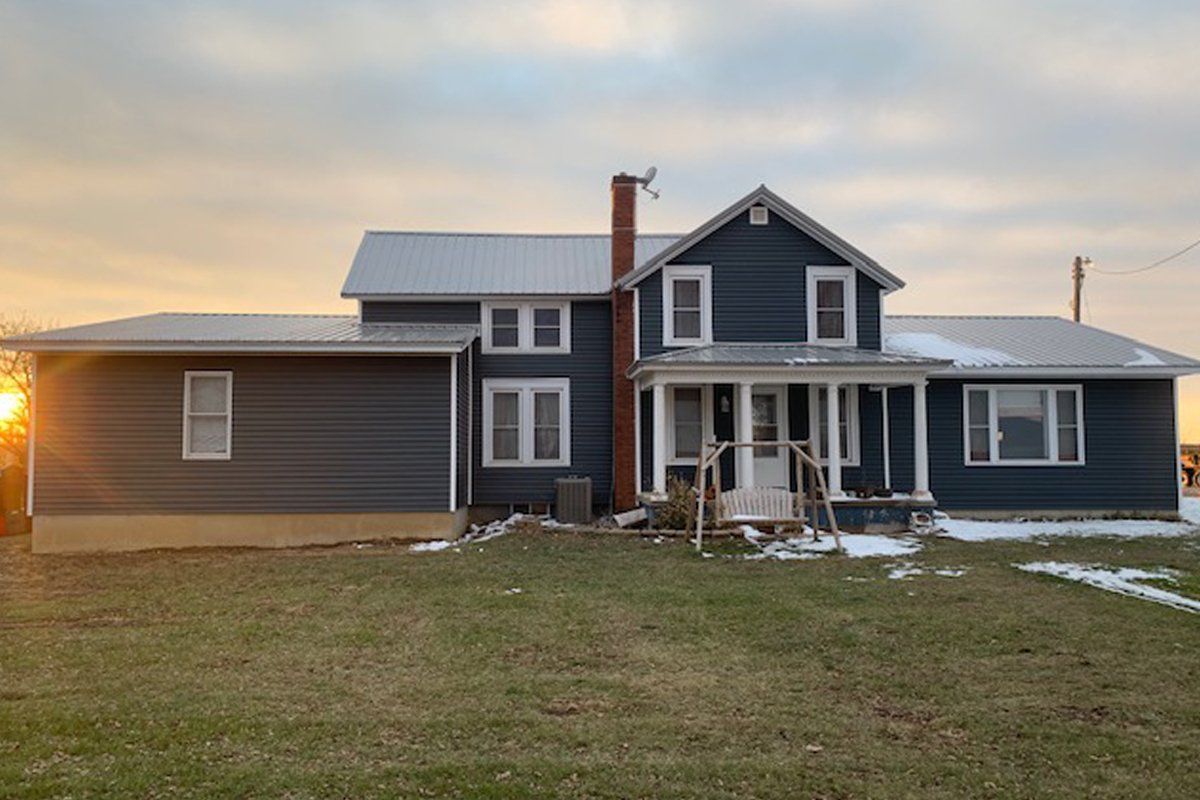 blue house front