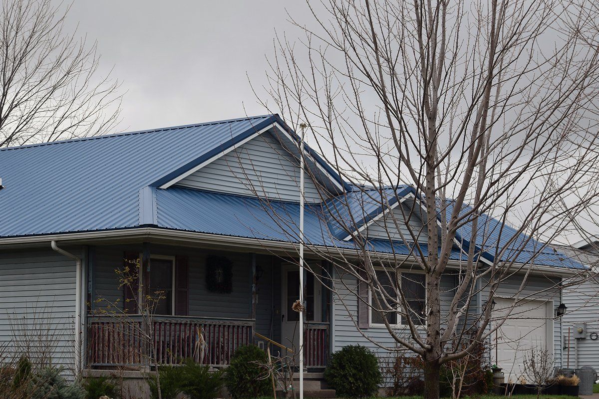 blue roof house