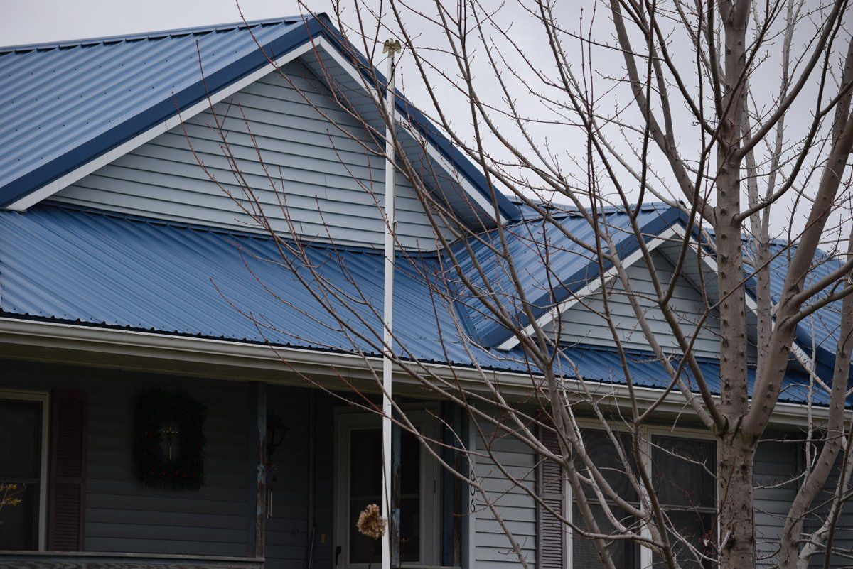 blue roof house