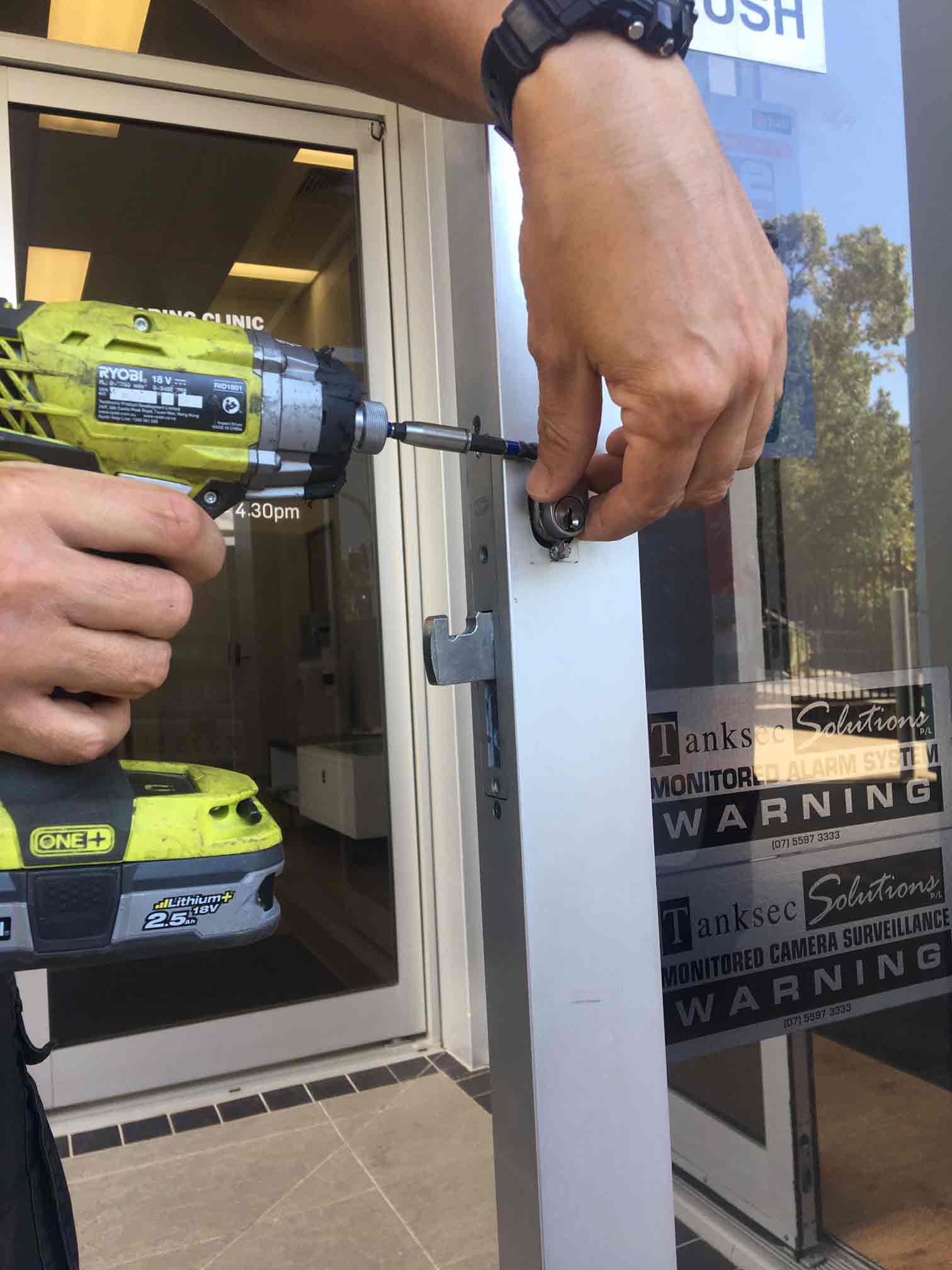 working on door