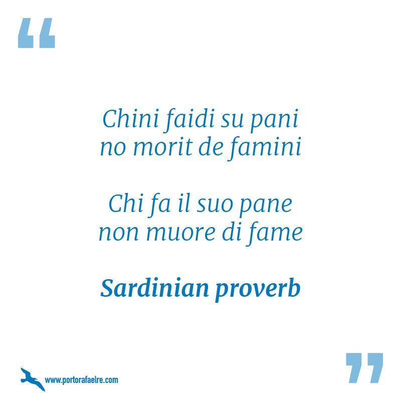 a sardinian proverb is displayed on a white background