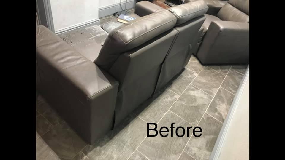 The back of a leather sofa