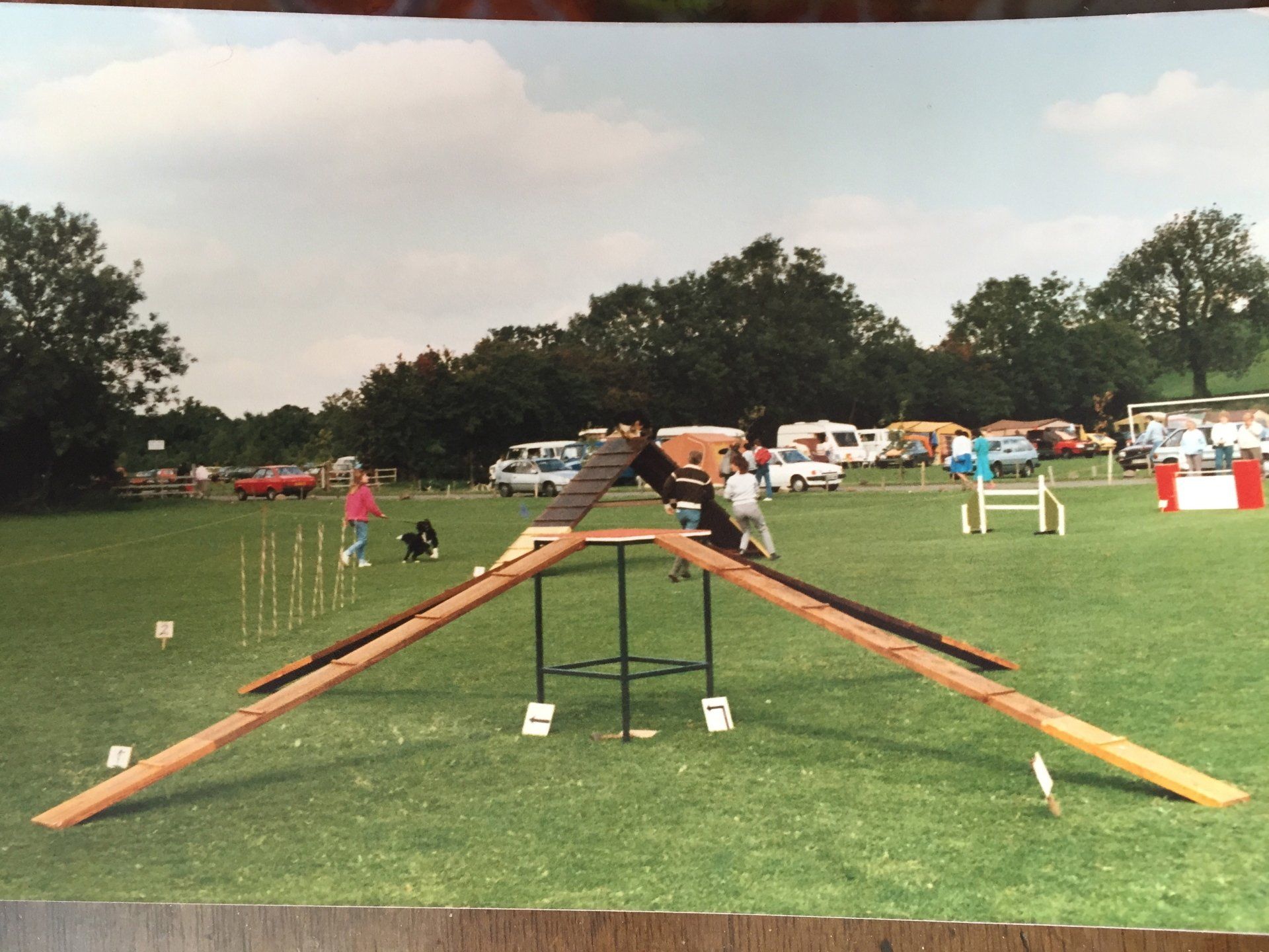The dog cross at Leamington's agility show on Newbold Comyn in 1980s