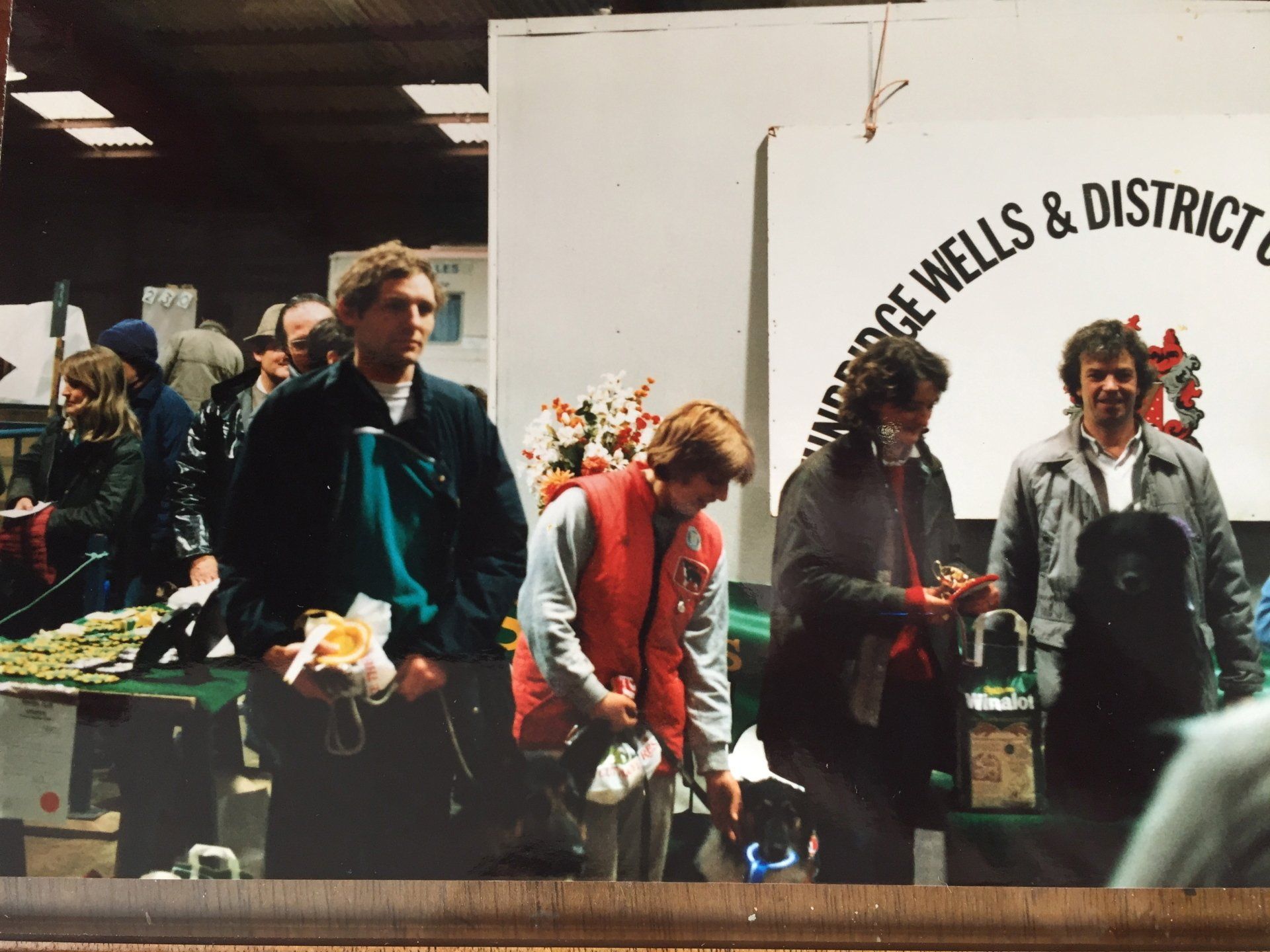 Leamington's agility team members qualifying for The Winalot Tournament Finals at Tunbridge Wells Agility Show in 1980s