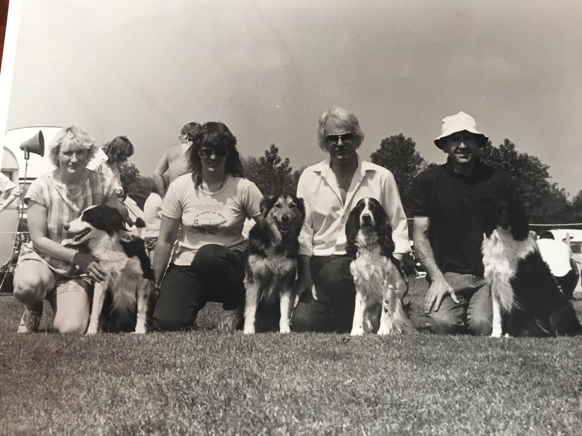Club members for Leamington Courier's press release for the club's 3 day agility show in 1980s