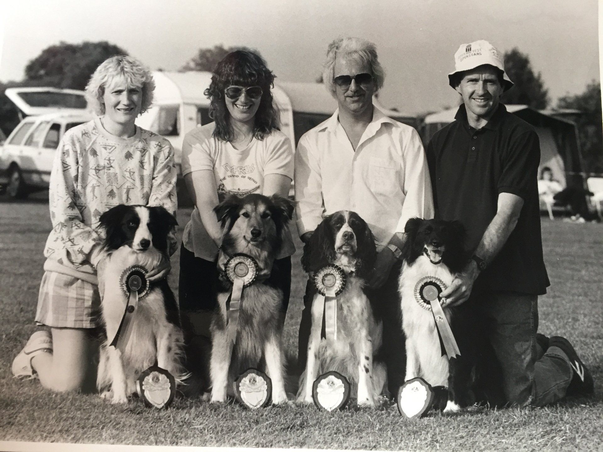 Club members for Leamington Courier's press release for the club's 3 day agility show in 1980s