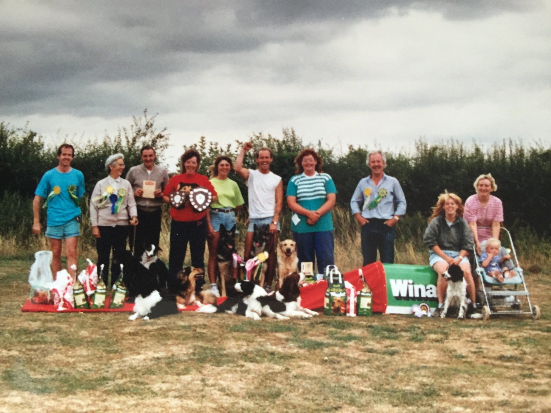 Leamington's agility team winning The Winalot Tournament at Sandleford Agility Show in 1980s