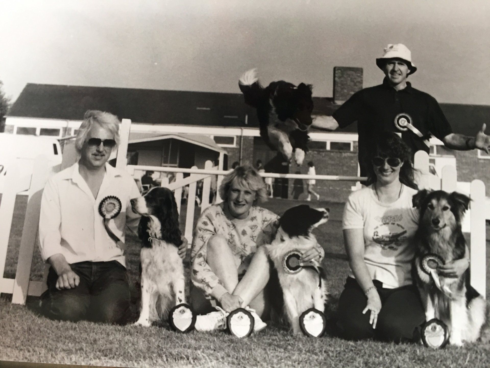 Club members for Leamington Courier's press release for the club's 3 day agility show in 1980s