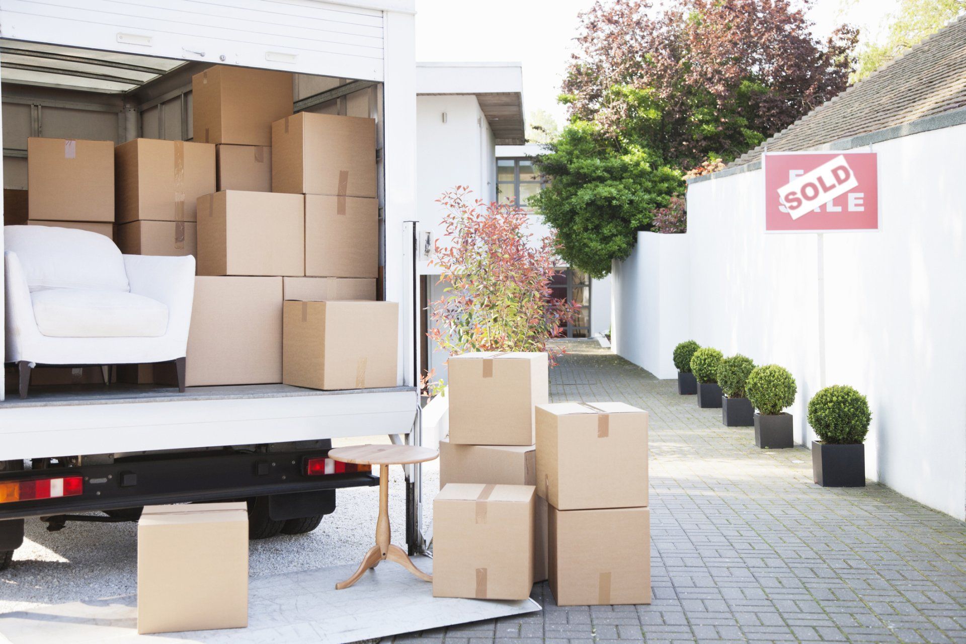 Packing — Boxes Outside Truck in Morehead City, NC