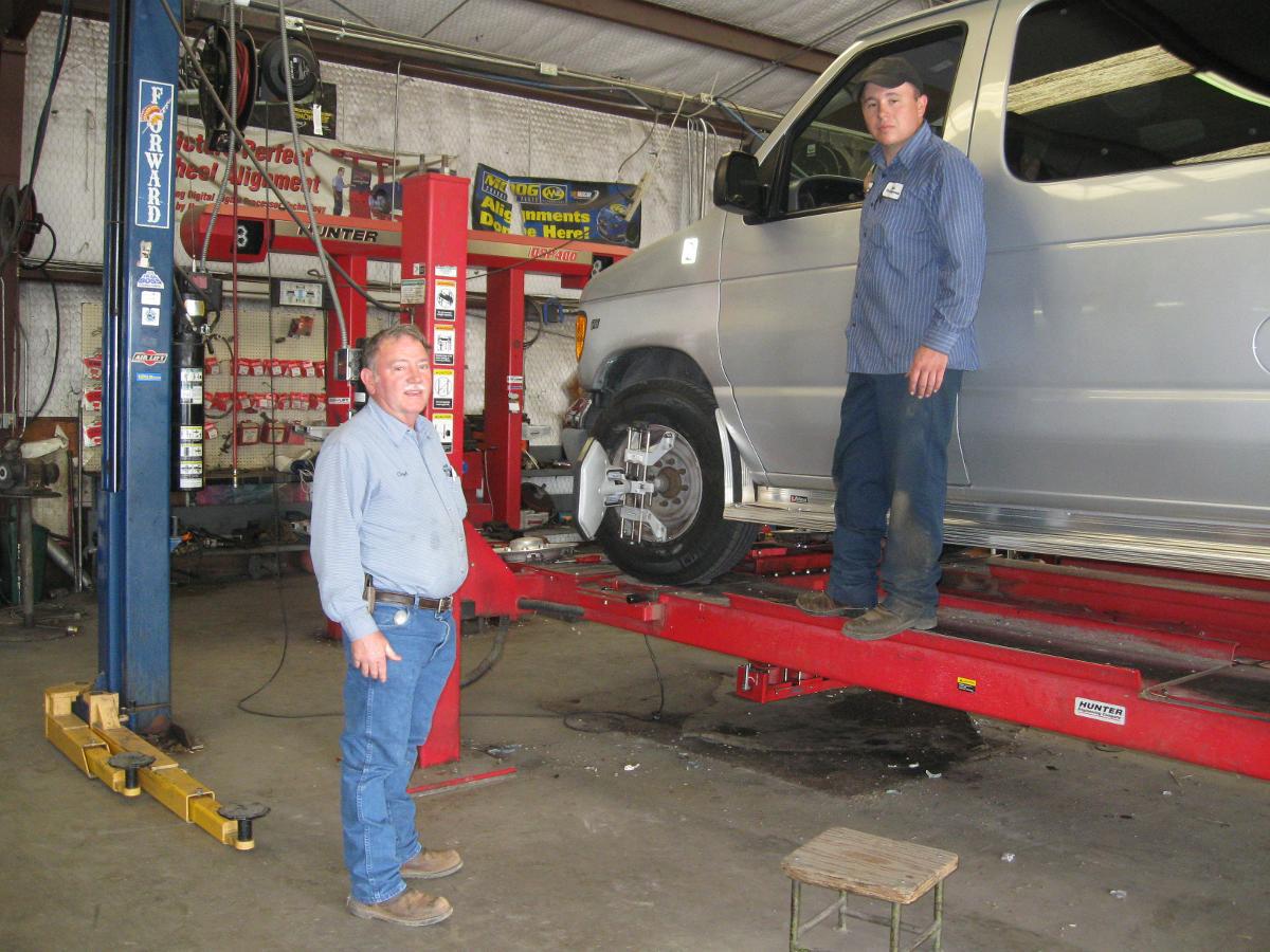 Owner and Mechanic on Garage — San Angelo, TX — Caddo Street Wheel Alignment & Brake Shop, Inc