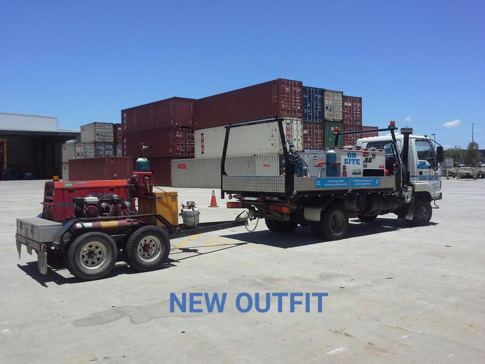 truck in front of storage containers