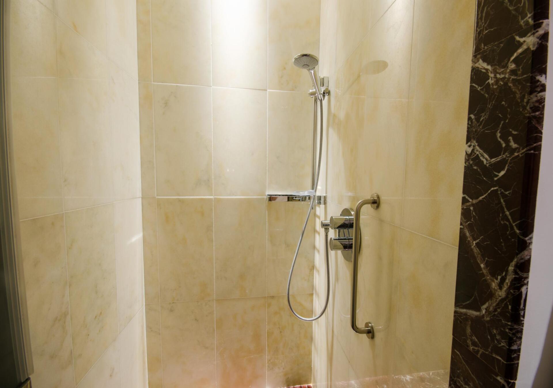 a bathroom shower room