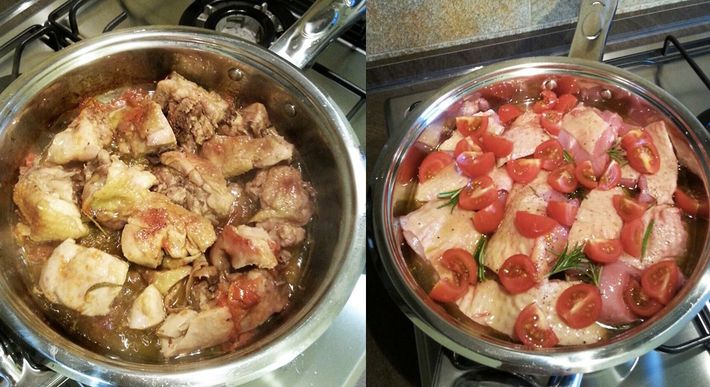 cottura del pollo alla cacciatora