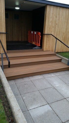 wooden steps and patio