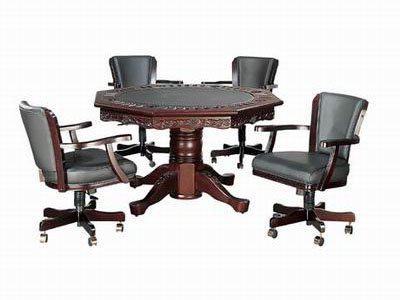 Wooden Poker Table and Chairs