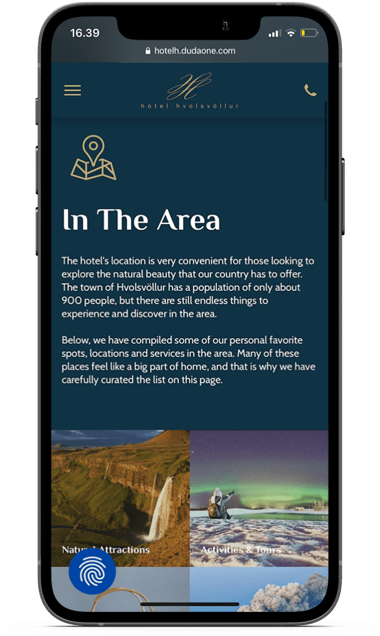 A cell phone is displaying a page that says `` in the area ''.