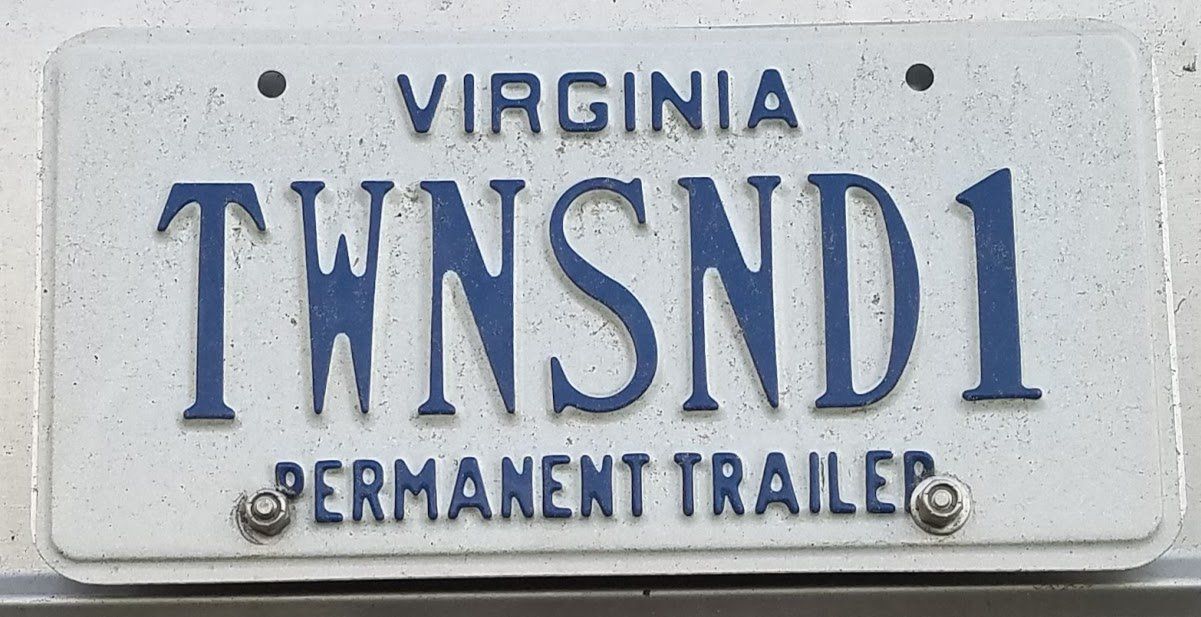 A virginia license plate that says permanent trailer on it