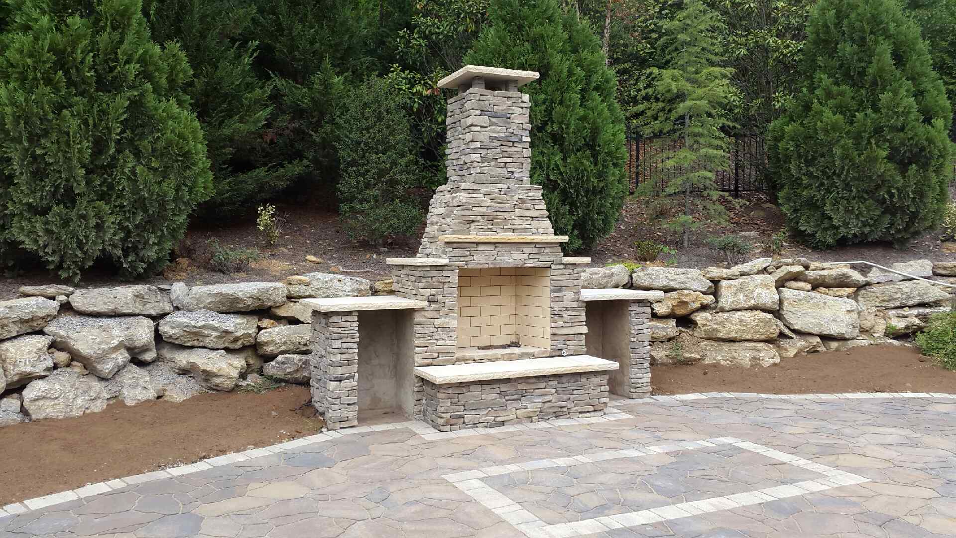 stone fireplace