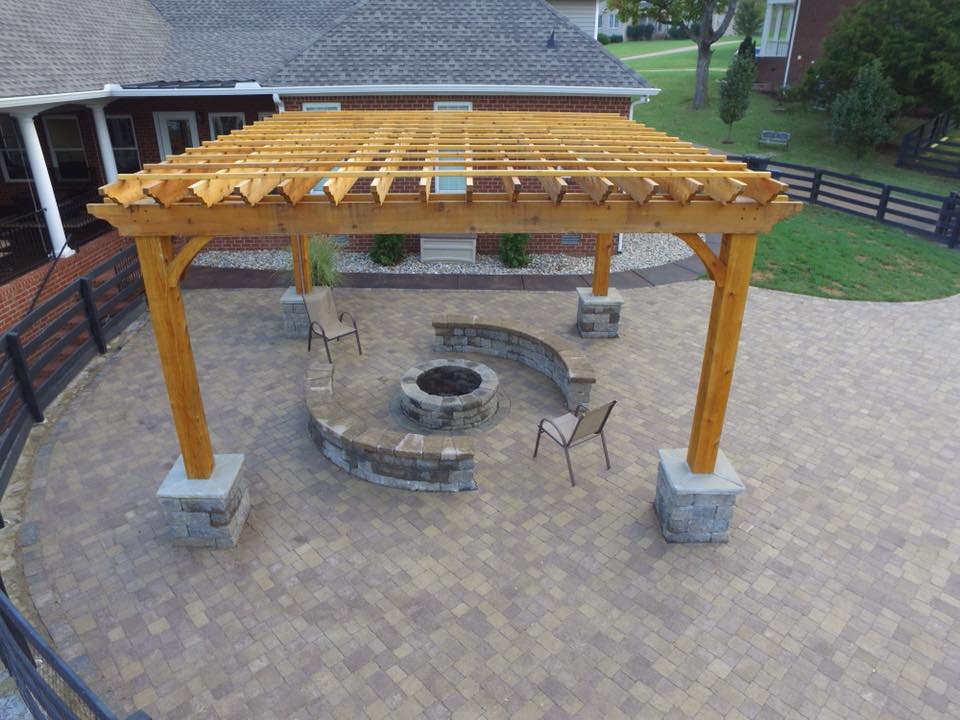 new stone patio and pergola