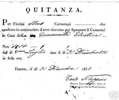 documento storico su spazzacamino