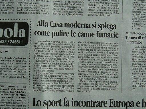 vecchio articolo di giornale sugli spazzacamini