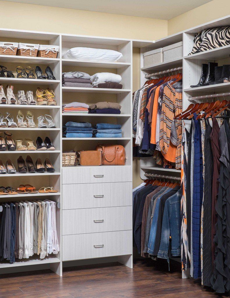 Concrete finish custom walk in closet system