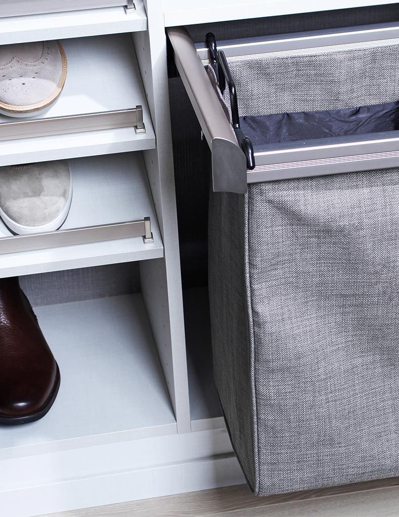 Hamper and shoe shelves closet organizers