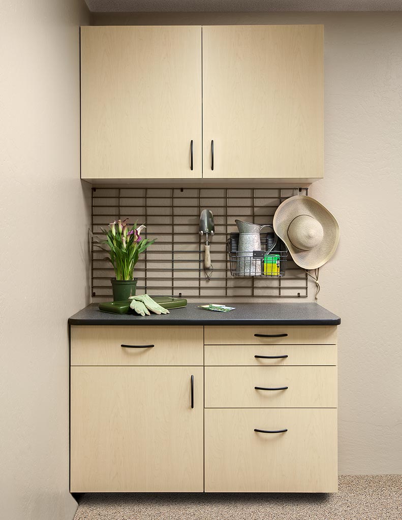 Maple custom garage cabinets