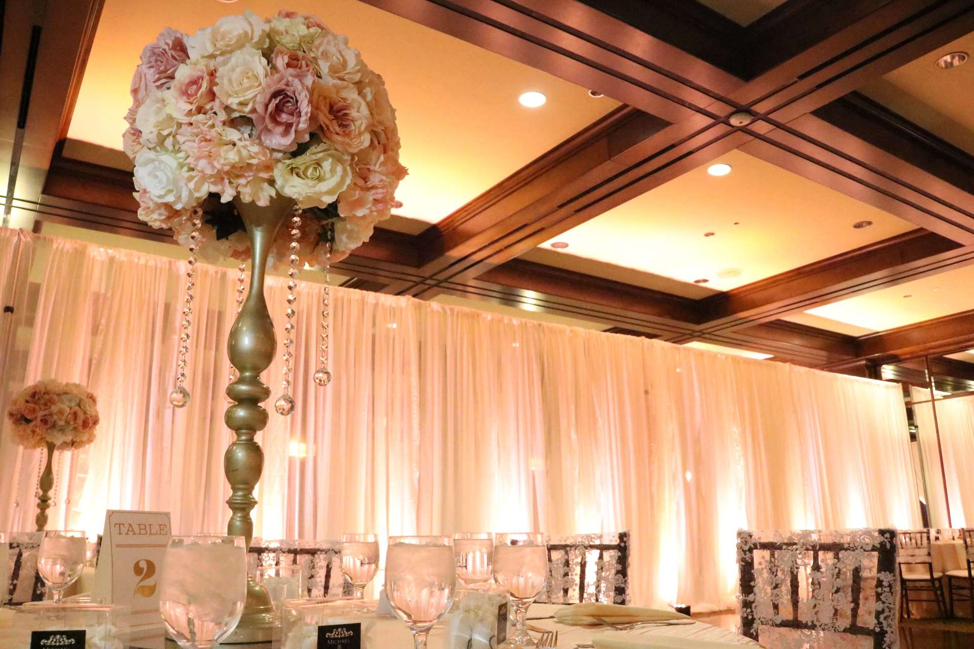 Arden Hills blush uplighting for a wedding