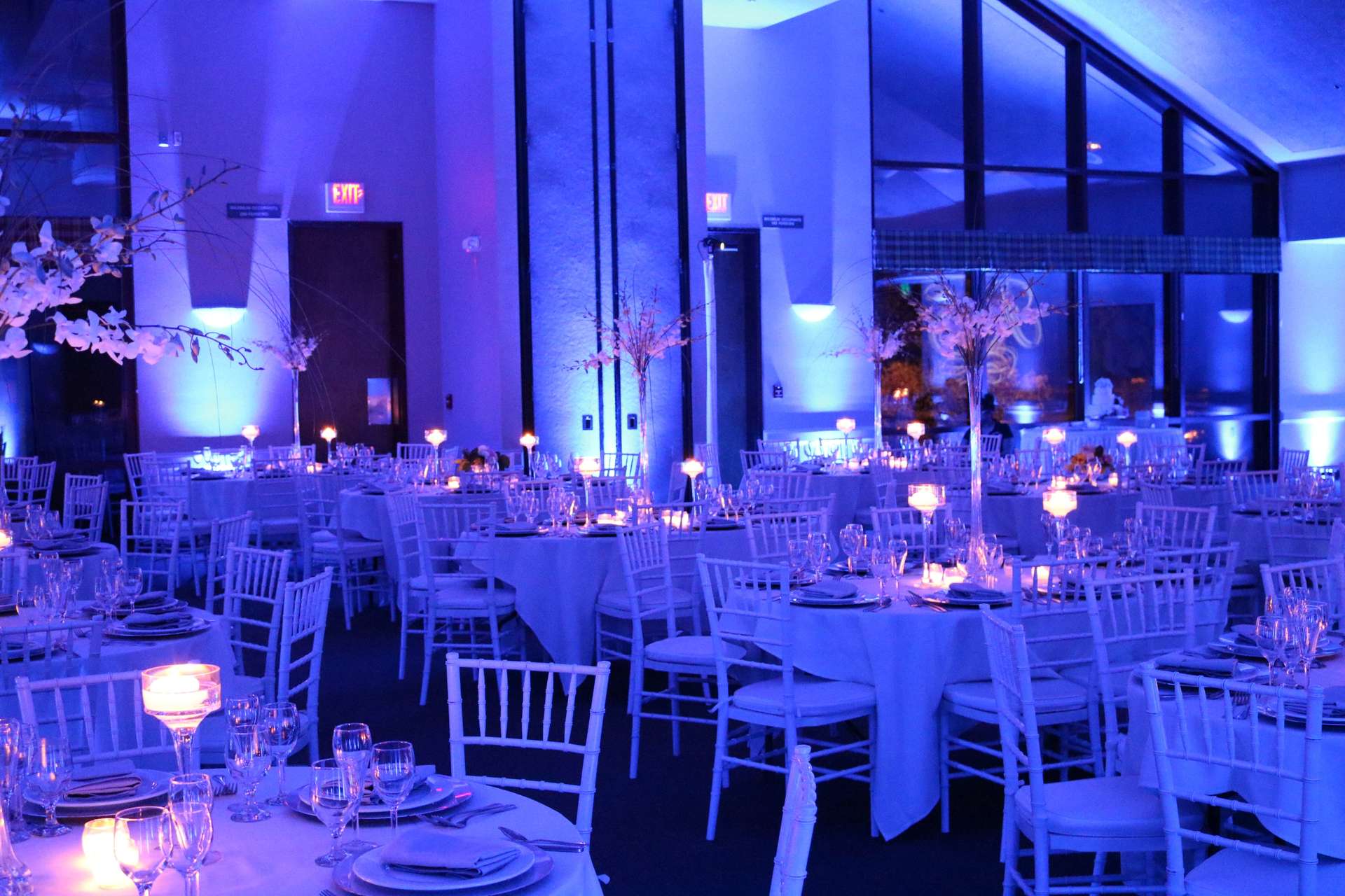 Woodcreek Roseville Wedding Deep Royal Blue Uplighting Brighten Up Event Lighting