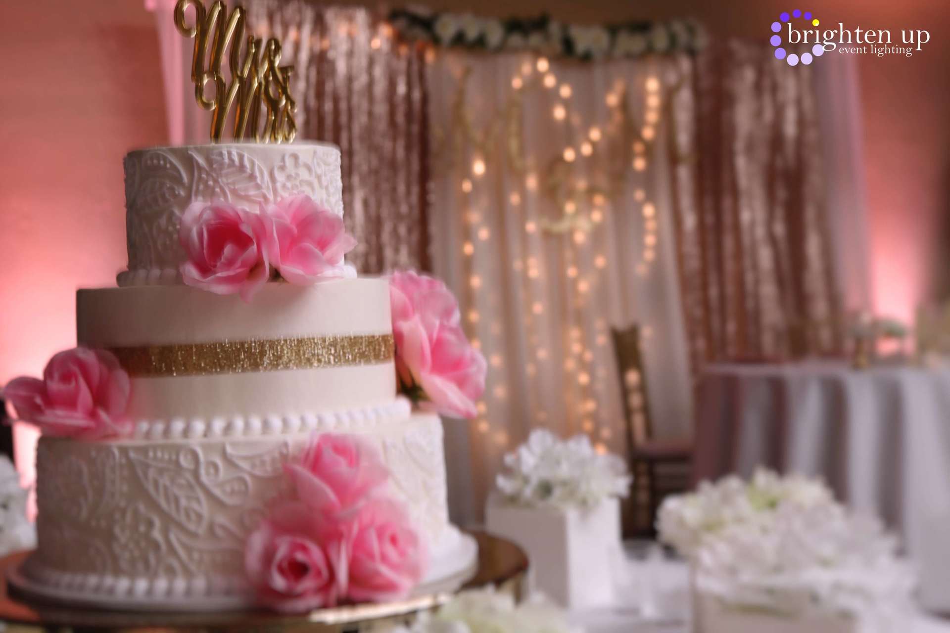 granite bay golf club wedding decor up-lighting pink